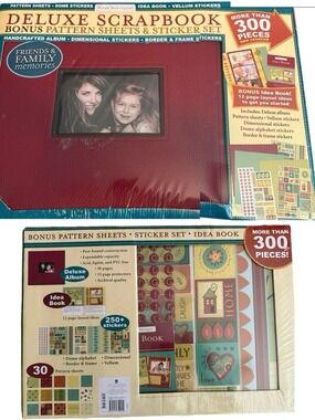 New Seasons Deluxe Scrapbook Album & Sticker Set - Burgundy NWT